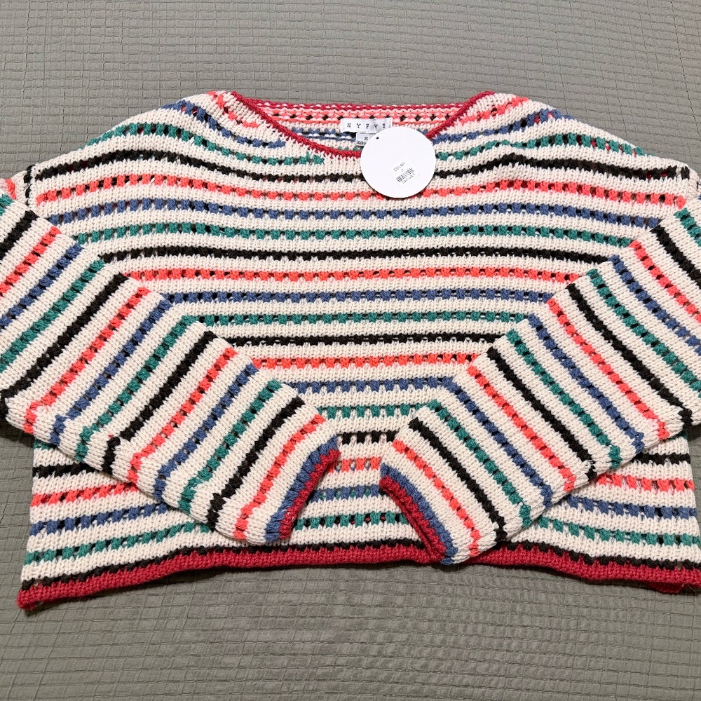 Hyfve Stripped Open-Knit Sweater - Size Medium